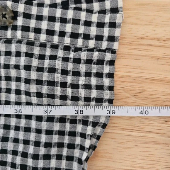Madewell Gingham Button Front Smocked Midi‎ Dress Black White Size 6 - Picture 6 of 9
